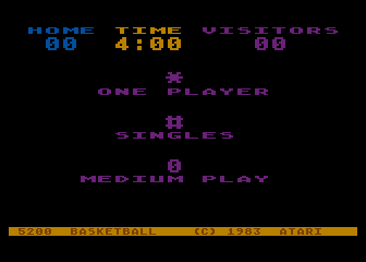 RealSports Basketball title screen for Atari 5200